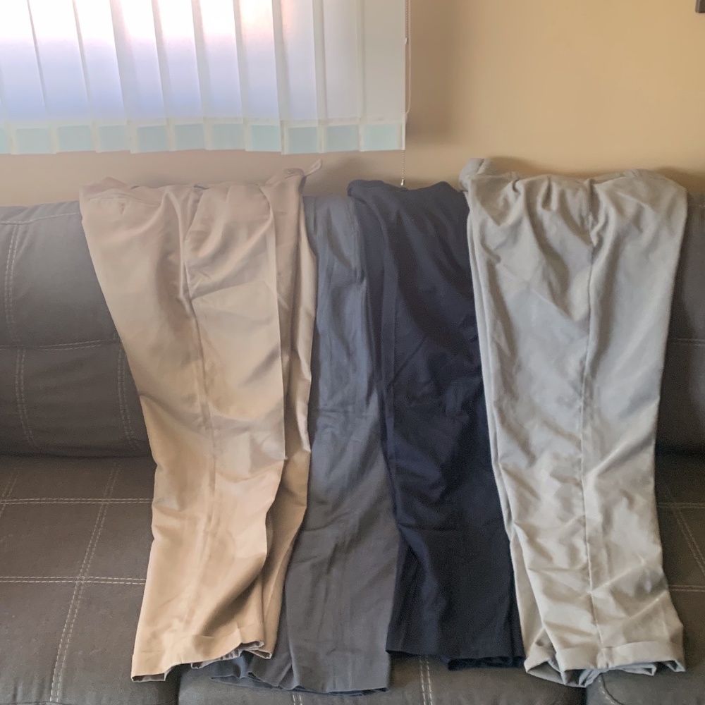 four pairs of dress pants